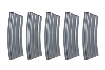 Zestaw 5 sztuk metalowych magazynków mid-cap 120 kulek Specna Arms Szary