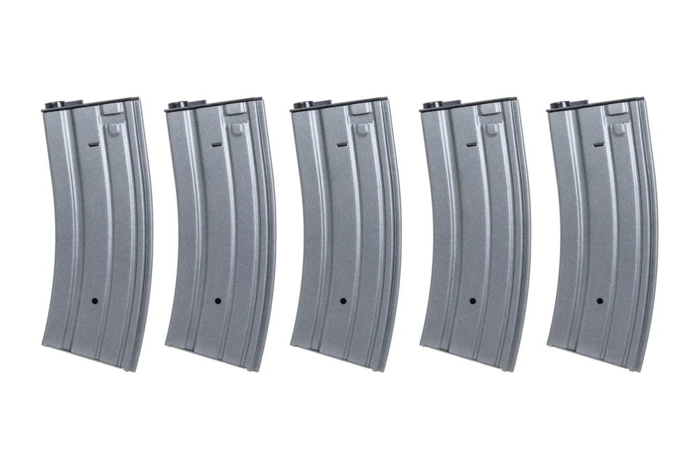 Set of 5 low-cap 70-ball metal magazines Specna Arms Grey