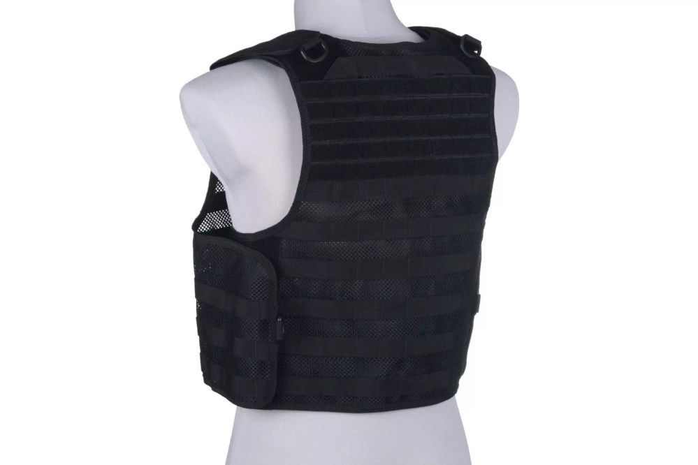 Light mesh plate carrier type tactical vest - black