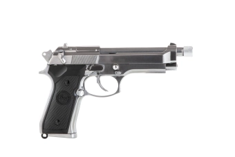 Pistola de airsoft SR92 con silenciador - plata