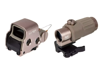 Hybrid 558B holographic sight replica with magnifier - Tan