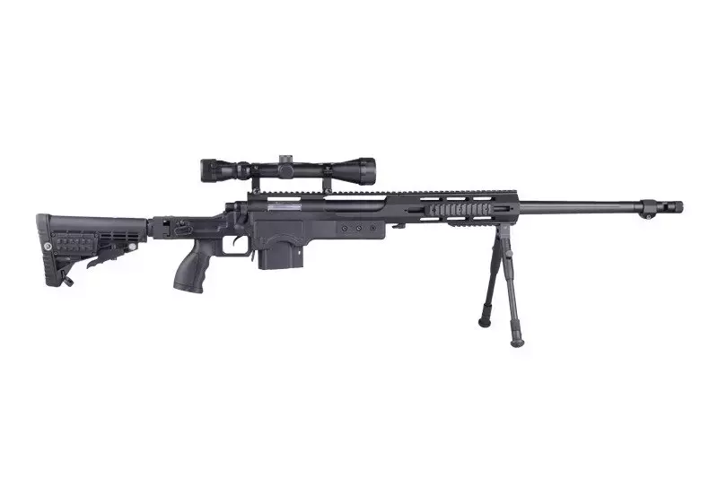 Airsoftová odstřelovací puška MB4412D - s optikou a dvojnožkou - černá