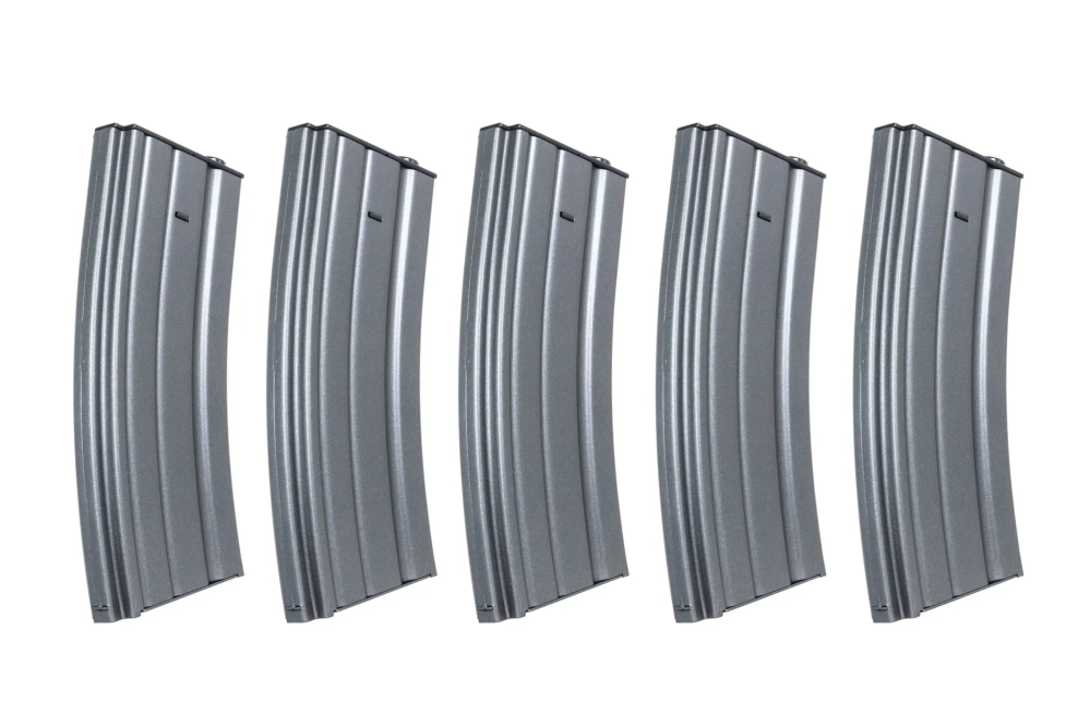 Zestaw 5 sztuk metalowych magazynków mid-cap 120 kulek Specna Arms Szary