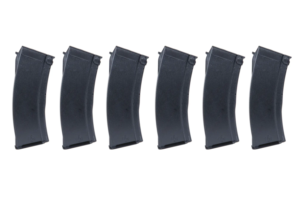 Zestaw 6 Magazynków Mid-cap SRC do replik AK na 100 kulek Czarny + Speedloader