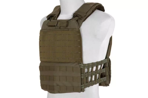 Chaleco táctico tipo plate carrier mOLLE / corte por láser - verde oliva