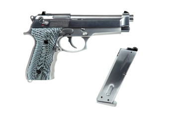 Pistola de airsoft WE M92 EAGLE Green Gas Plata