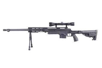 Francotirador de airsoft MB4412D - con mira y bípode - negro