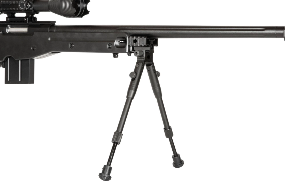 Airsoftová odstřelovací puška 4402D (s optikou a dvojnožkou) - černá