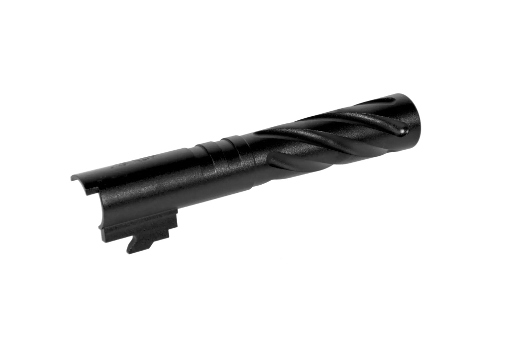 LA Capa Customs TORNADO cañón externo de aluminanio para réplicass TM Hi-Capa 4.3 Negro