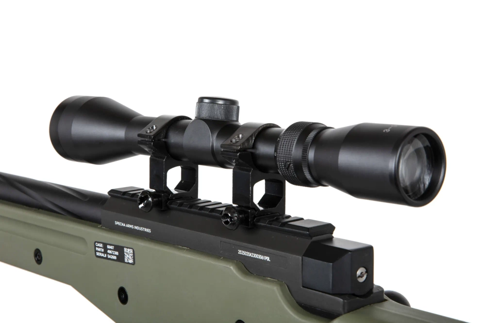 Réplica del sniper Specna Arms SA-S11 EDGE™ con visor y bípode Oliva
