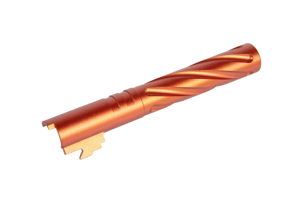 Aluminiowa lufa zewnętrzna LA Capa Customs TORNADO do replik TM Hi-Capa 5.1 Pomarańczowa