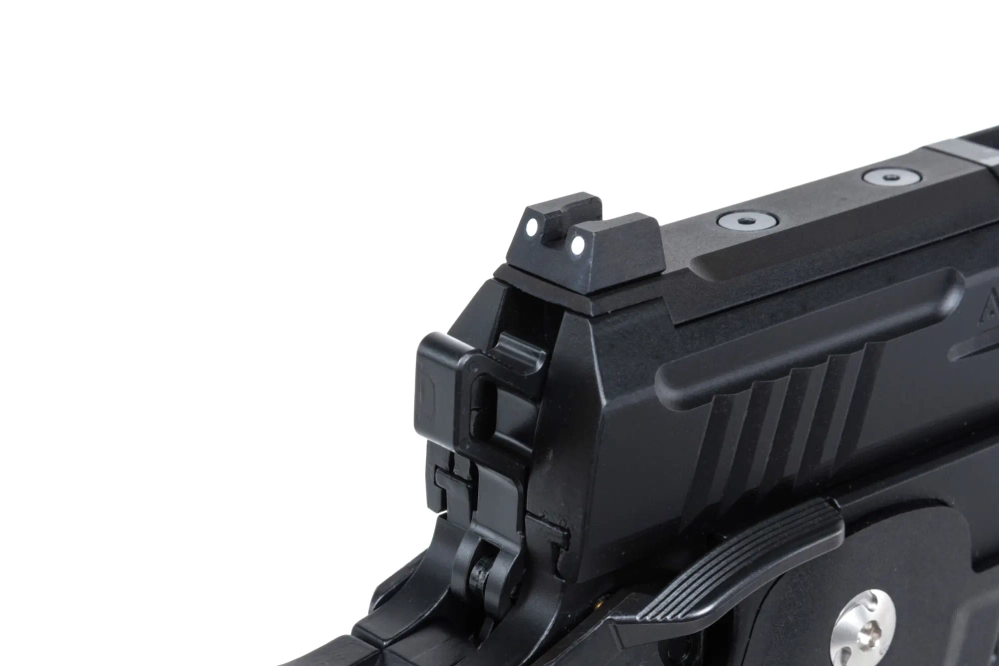 Pistola Arcturus Vanguard 4.3" Hi-Capa GBB Optics Ready airsoft con compensador Negro
