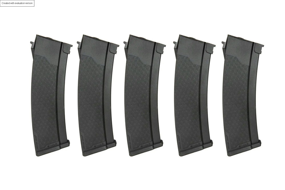 Set of 5 S-Mag Mid-cap magazines for 175 rounds for the J series - Black