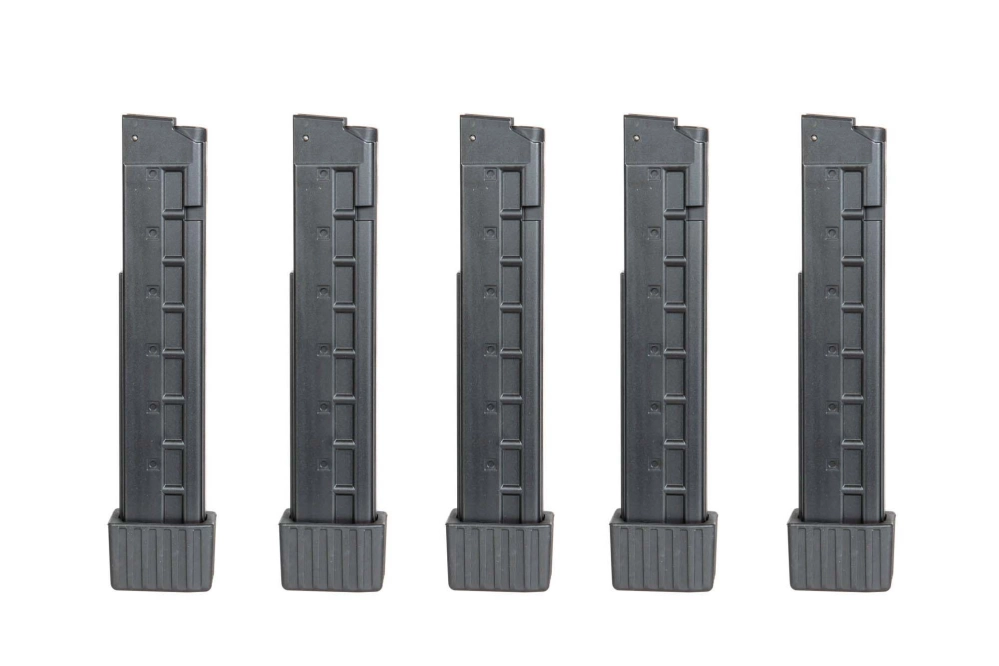 Set of 5 mid-cap, 110-pellet magazines for APC9 airsoft submachine guns
