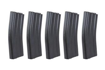Juego de 5 cargadores de perdigones Mid-Cap 135/30 Arcturus EMM M4/M16 Metal Variable-Cap para réplicas M4/M16 Negro