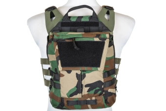 Kamizelka taktyczna Specna Arms Tactical typu Plate Carrier z panelem szturmowym Woodland