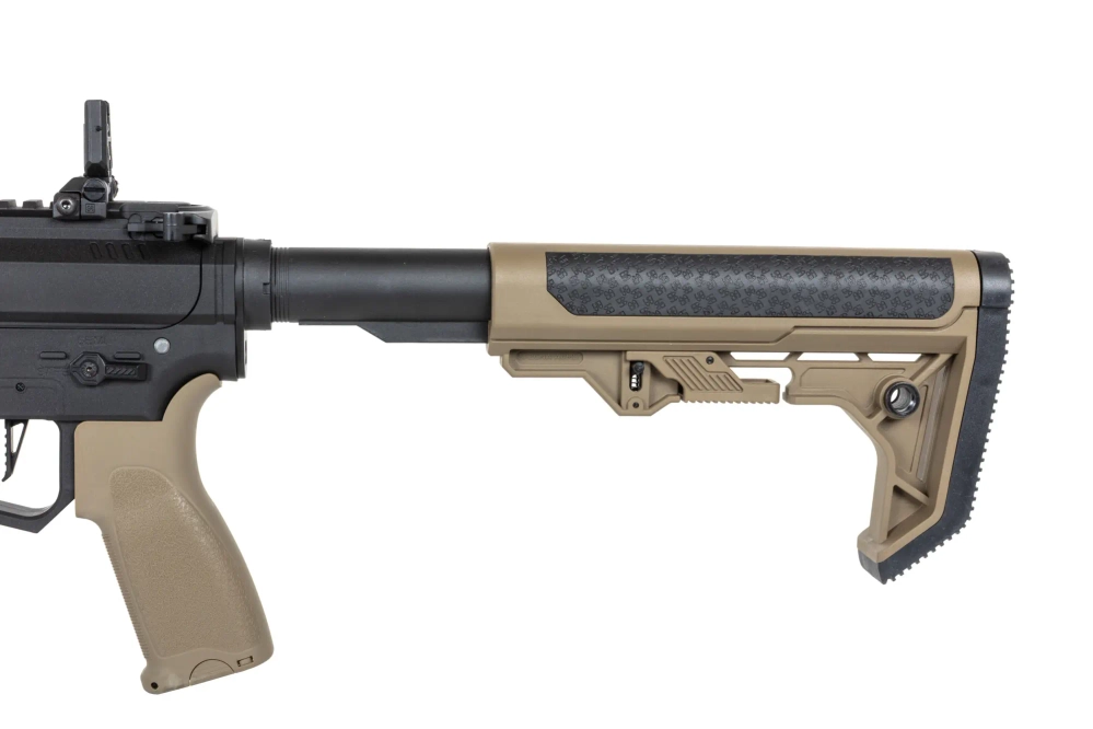 airsoft Specna Arms SA-FX02 FLEX™ HAL ETU Half-Tan submachine gun with orange discharge device