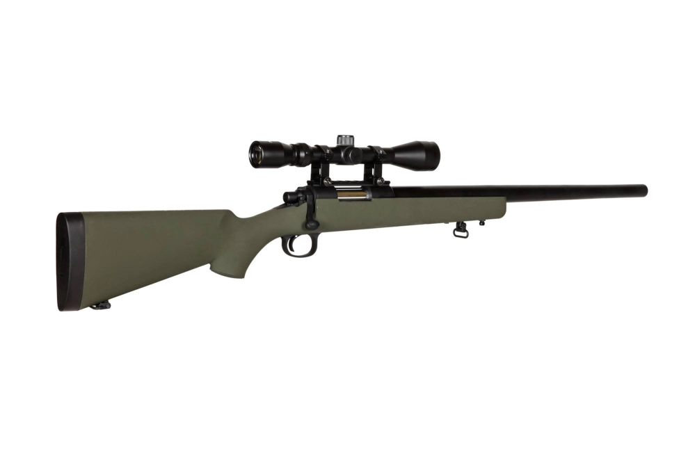 Fusil de airsoft rifle de francotirador SW-10G (con visor) - Color canela