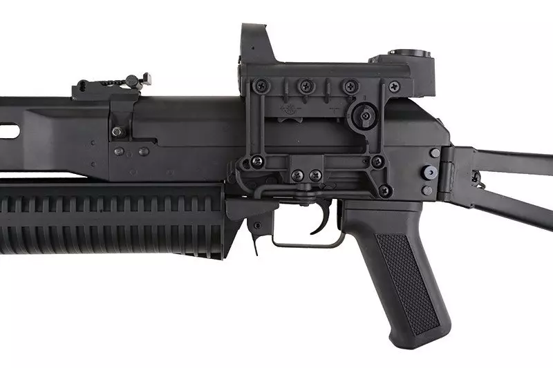 Airsoft samopal PP-19 Bizon s tlumičem a kolimátor