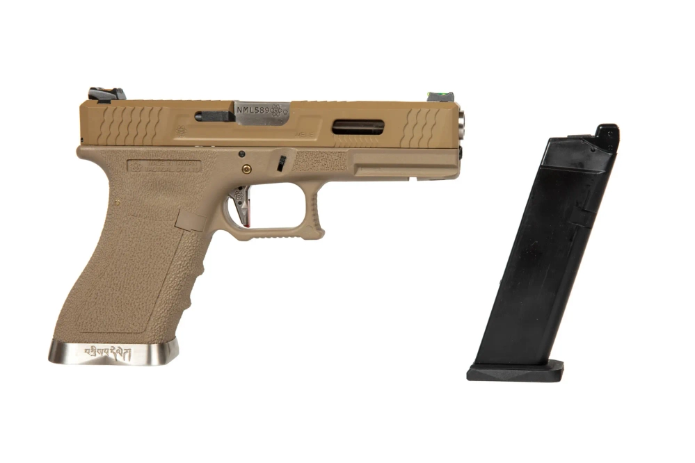 Pistola de airsoft G Force G18 T9 -Tan/Plata