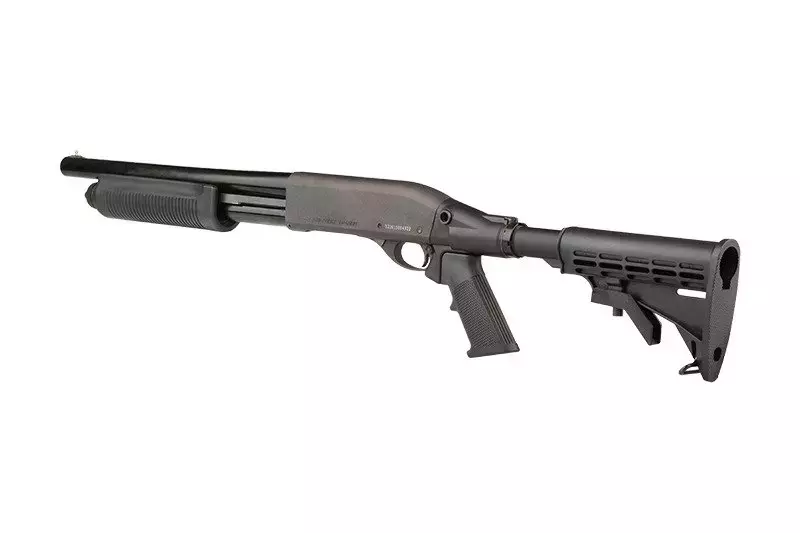Escopeta de airsoft M870, versión policial con petaca telescópica
