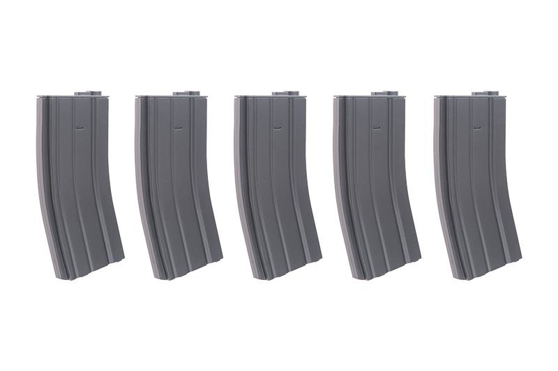 Zestaw 5 magazynków mid-cap na 70 kulek do M4/M16 - szary