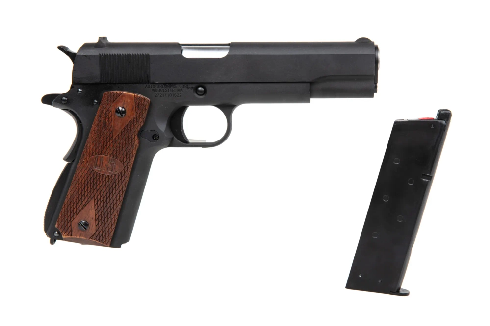Pistole GBB CyberGun Auto Ordnance M1911A1 - matné černé dřevo
