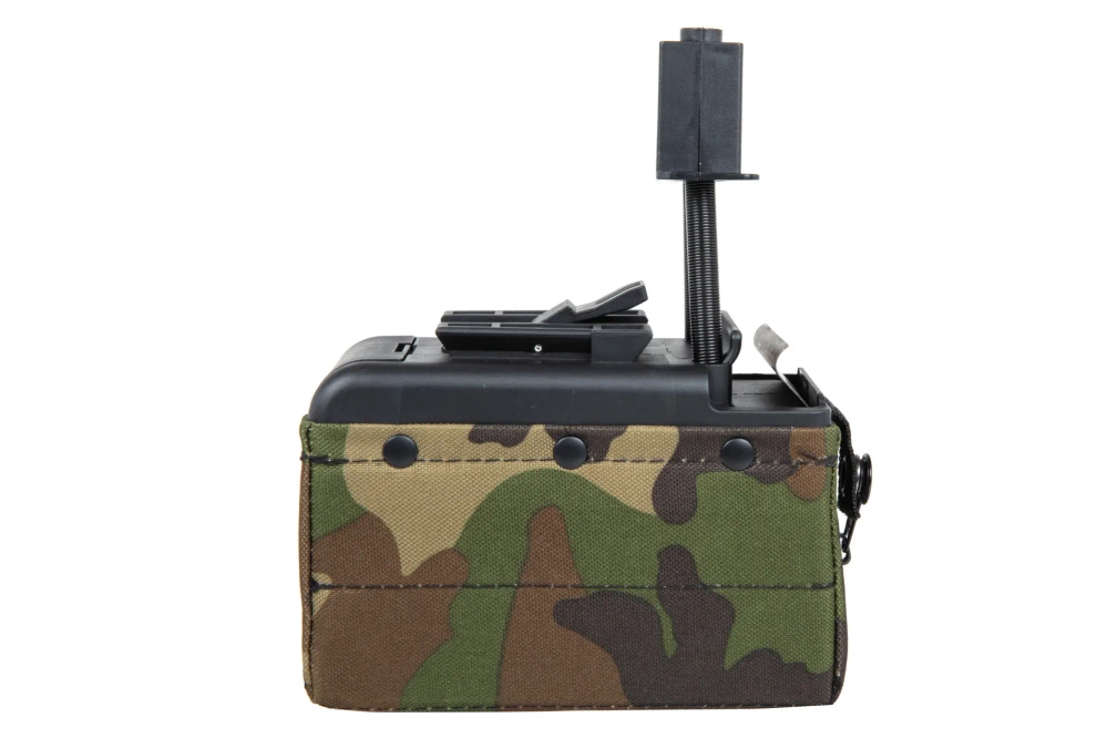 Cargador de caja eléctrico A&K para 2000 bolas para réplicas M249 Woodland