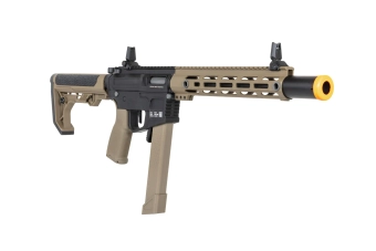 Subfusil airsoft Specna Arms SA-FX02 FLEX™ HAL ETU Half-Tan con dispositivo de descarga naranja
