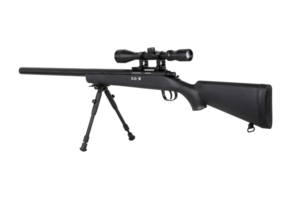 Replika odstřelovací pušky Specna Arms SA-S12 EDGE™ s optikou a dvojnožkou černá