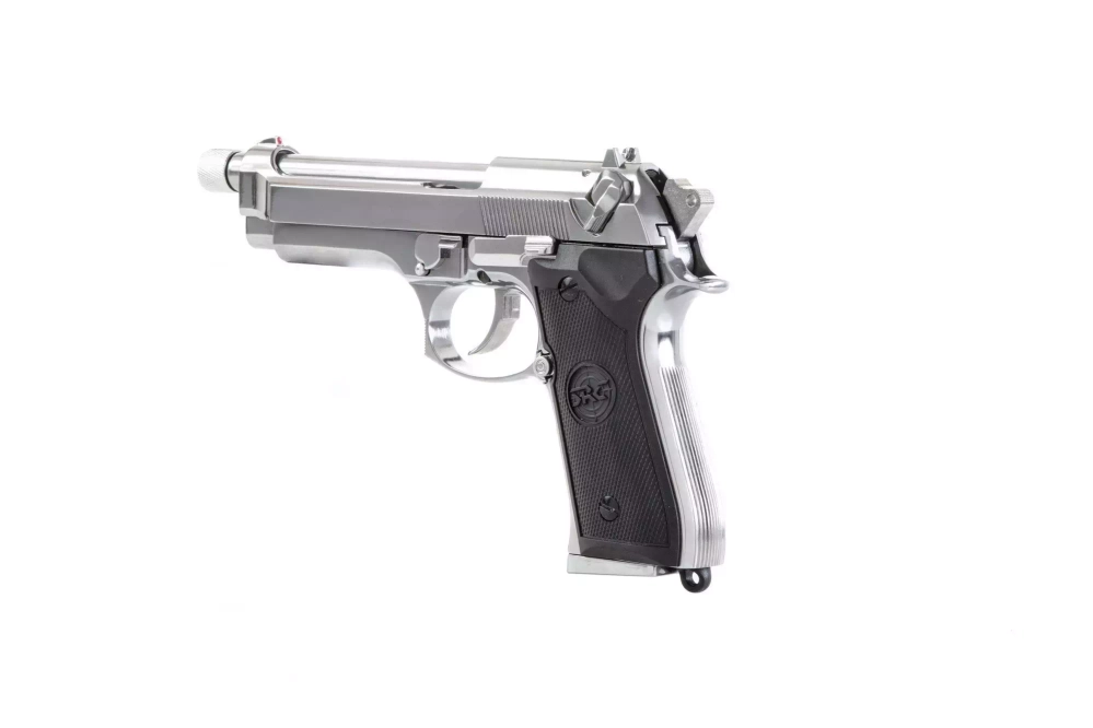 SR92 pistol replica with silencer - silver 
