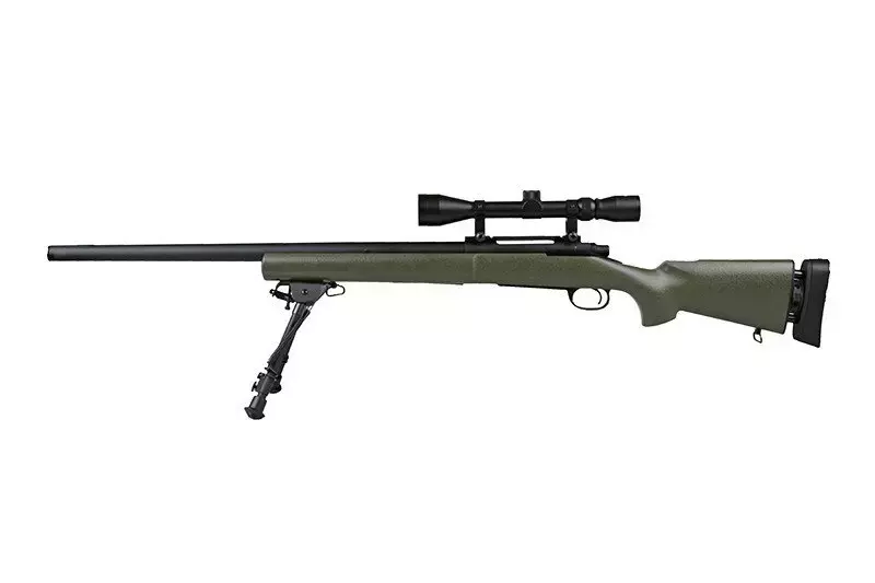 Fusil de airsoft rifle de francotirador SW-04 con visor y bípode (mejorado) - verde oliva