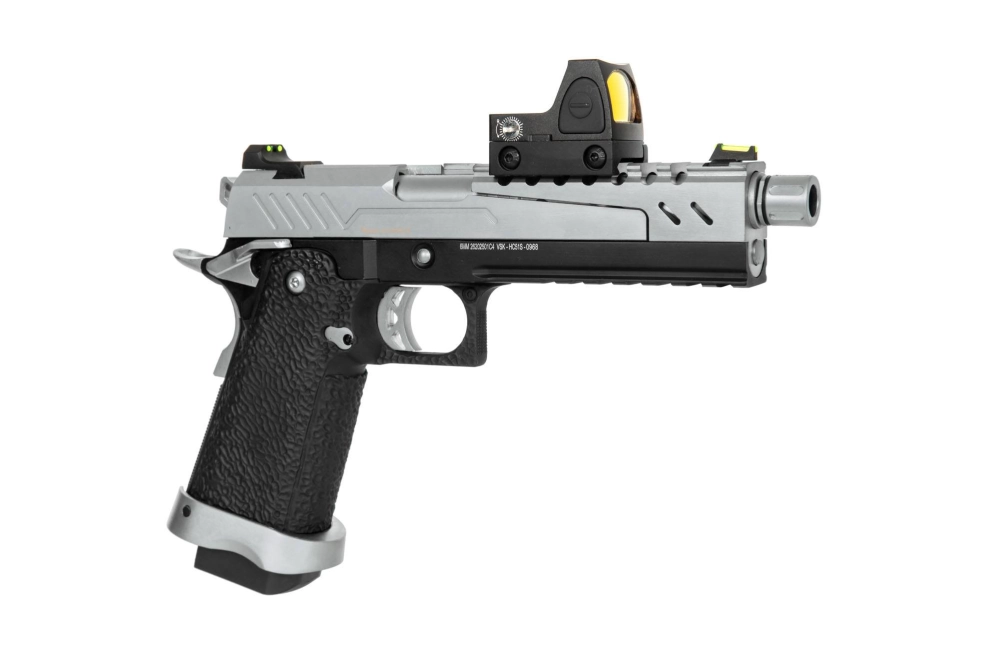 Réplique de pistolet Hi-capa 5.1 Split Slide – noir/chrome (avec viseur BDS) 