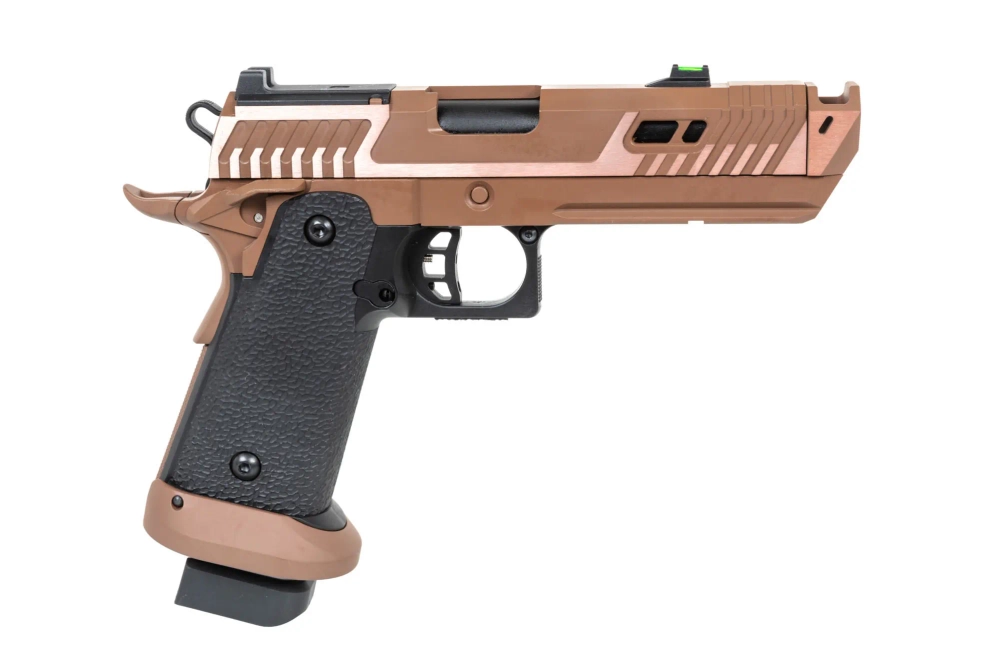 Pistolet airsoft SRC Sahara Viper DUAL POWER avec mallette de transport et chargeur à green gas Flat Dark Earth