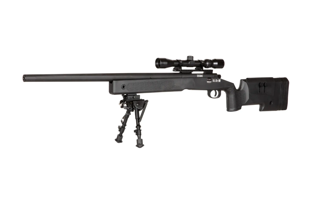 Replika karabinu wyborowego SA-S02 CORE™ High Velocity z lunetą i dwójnogiem - Czarna 