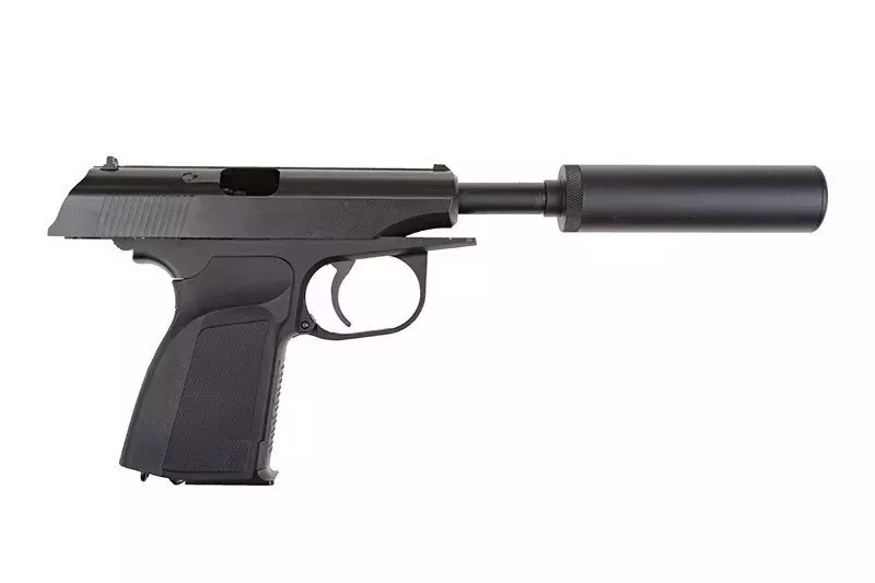 Pistola de airsoft MK con silenciador - negro