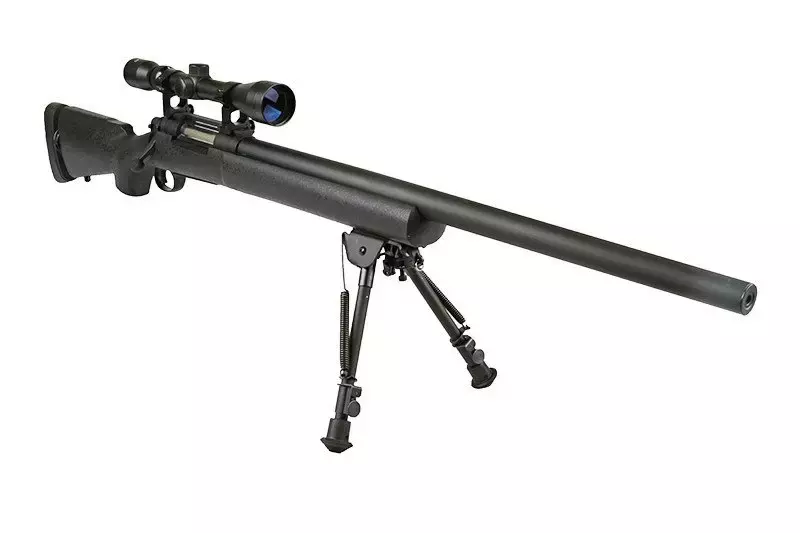 Fusil de airsoft rifle de francotirador SW-04 (con mira y bípode) - negro