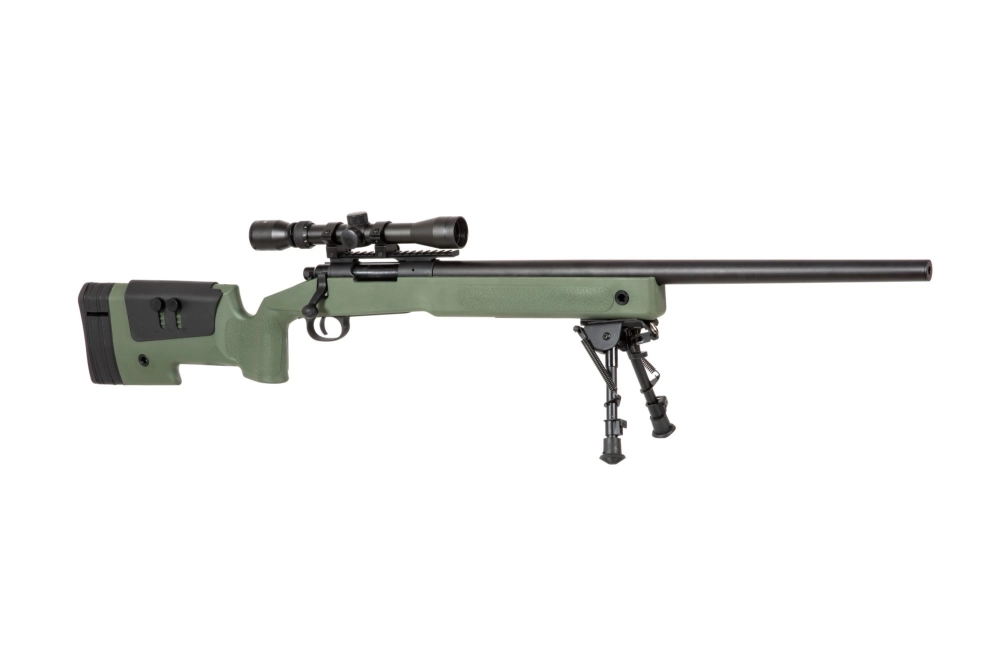 Fusil airsoft lunette de visée SA-S02 CORE™ et bipied - vert olive