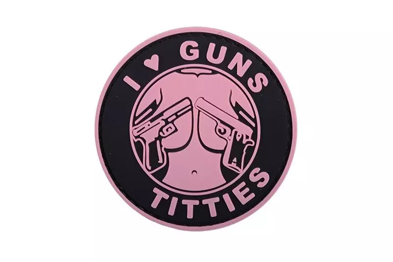 Nášivka 3D - I Love Guns Titties - růžová