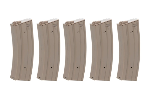 Set of 5 low-cap 70-ball metal magazines Specna Arms Flat Dark Earth