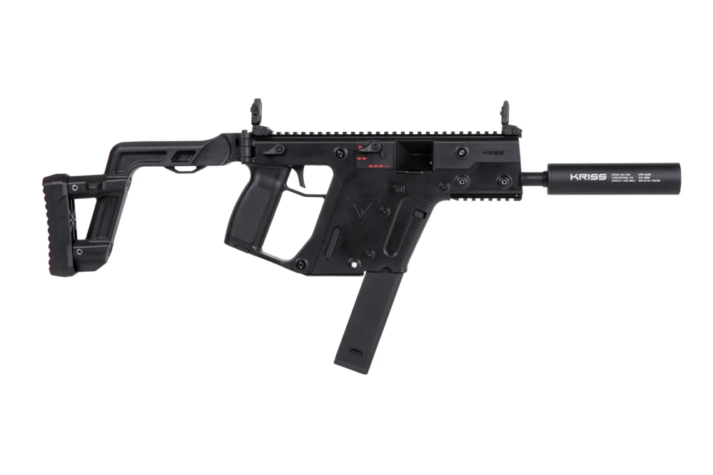 Replika pistoletu maszynowego Krytac Kriss Vector z atrapą tłumika dźwięku Czarny