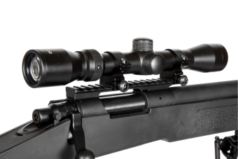 Replika karabinu wyborowego SA-S02 CORE™ High Velocity z lunetą i dwójnogiem - Czarna 