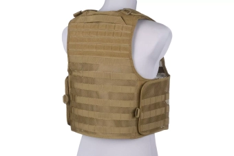 Light mesh plate carrier type tactical vest - tan