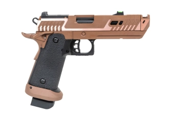 Pistolet airsoft SRC Sahara Viper DUAL POWER avec mallette de transport et chargeur à green gas Flat Dark Earth
