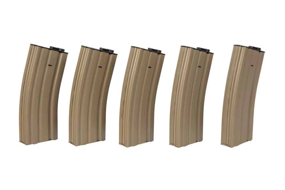 Set of 5 Hi-Cap 300 BB Magazines for M4/M16 Replicas - tan