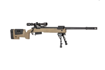 Airsoftová odstřelovací puška SA-S03 CORE™ s optikou a dvojnožkou - tan
