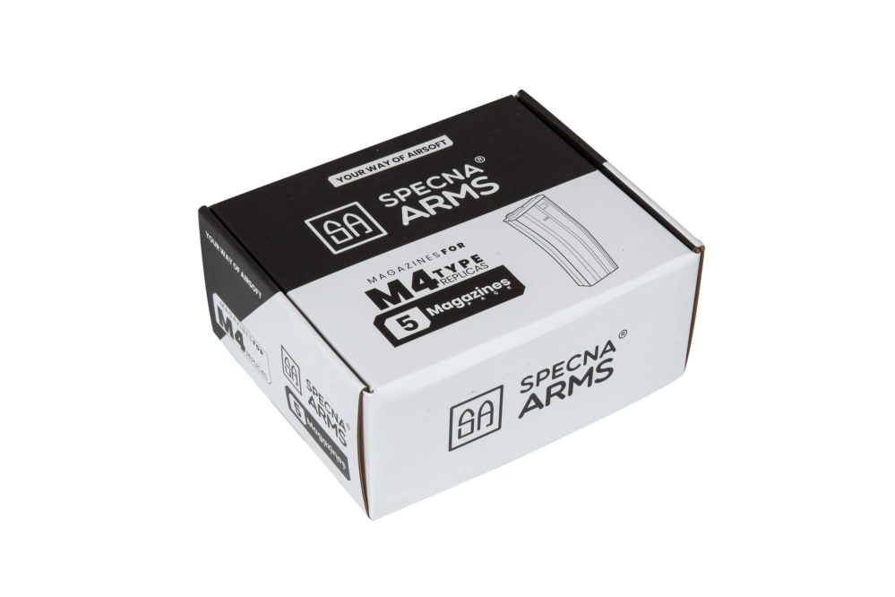 Jeu de 5 magazynks hi-cap pour 300 balles pour répliques M4/M16 - tan