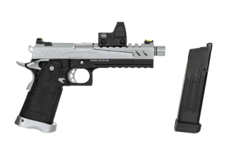 Replika pistoletu Hi-capa 5.1 Split Slide - czarna / chrom (z celownikiem BDS)