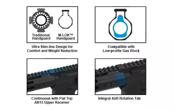 Super Slim Free Float AR15” M-LOK Handguard - Black
