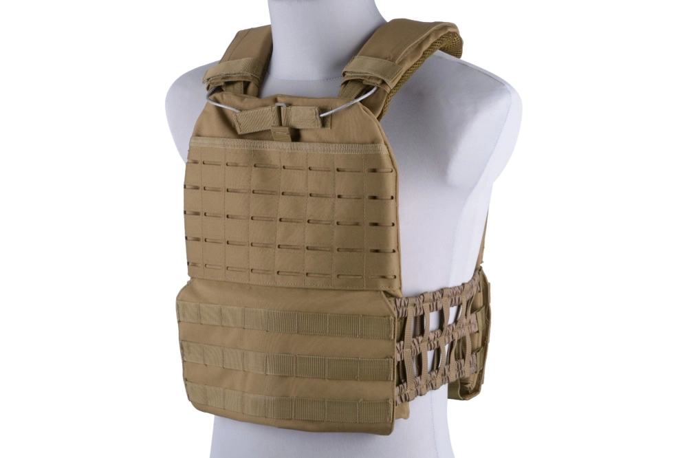 Chaleco tipo plate carrier molle/corte láser - marrón